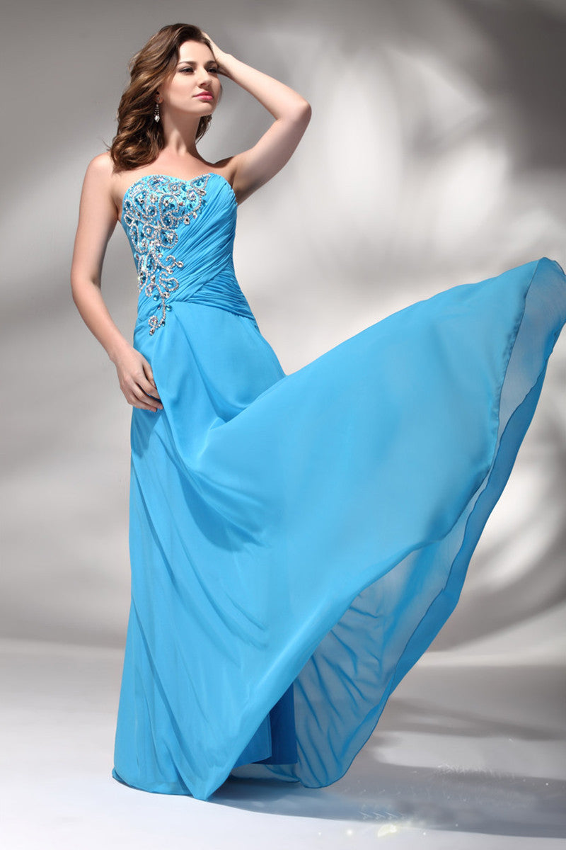 Sweetheart Rhinestone Formal Evening Gown Long Bridesmaid Dress