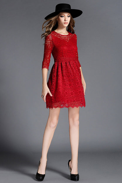 Multi Pattern Full Lace Dress