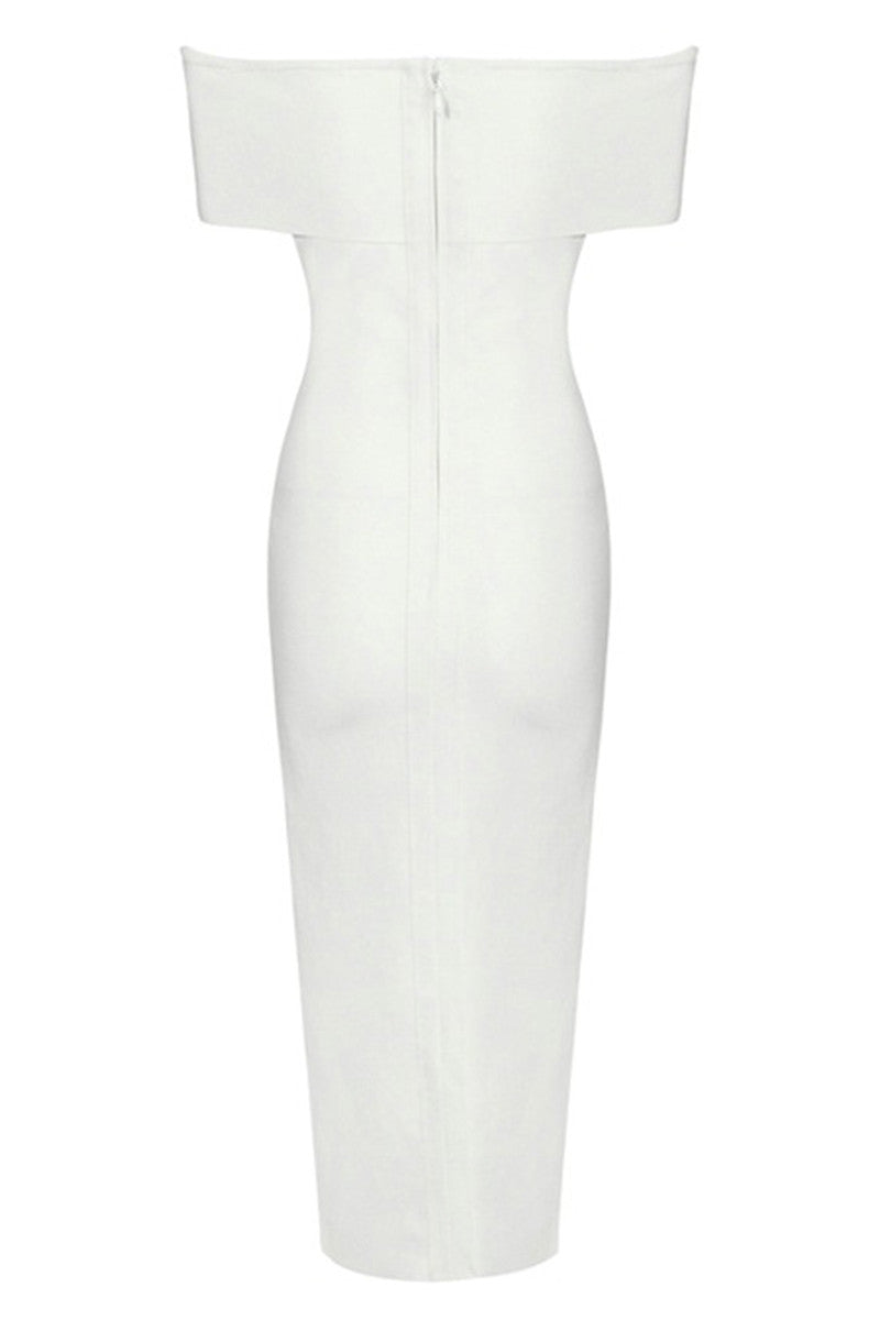 Off Shoulder High Slit Midi Dress