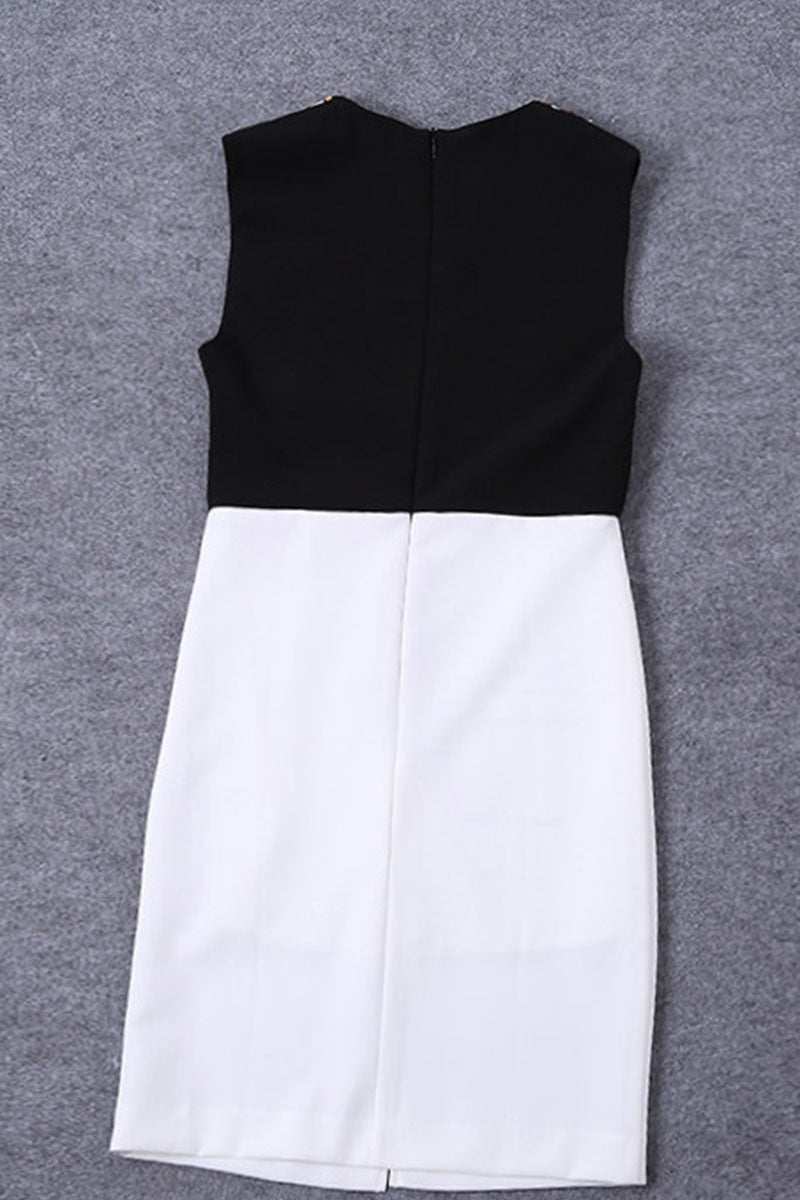 WOMEN'S CASUAL ROUND NECK SLEEVELESS WAISTLINE SEQUIN SHORT DRESS
