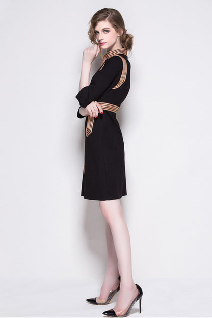 Women's Slim Fit Elegant Stand Collar Wear to Work Short Dress