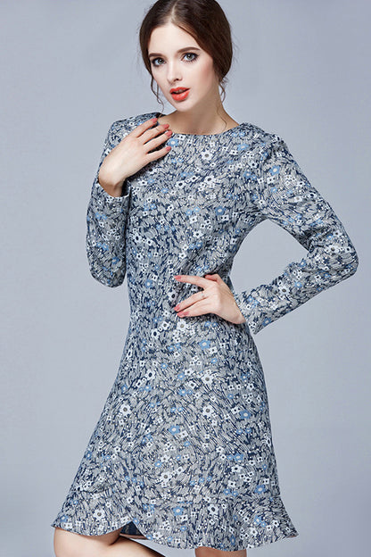 Multi Pattern Ruffle Bottom Dress