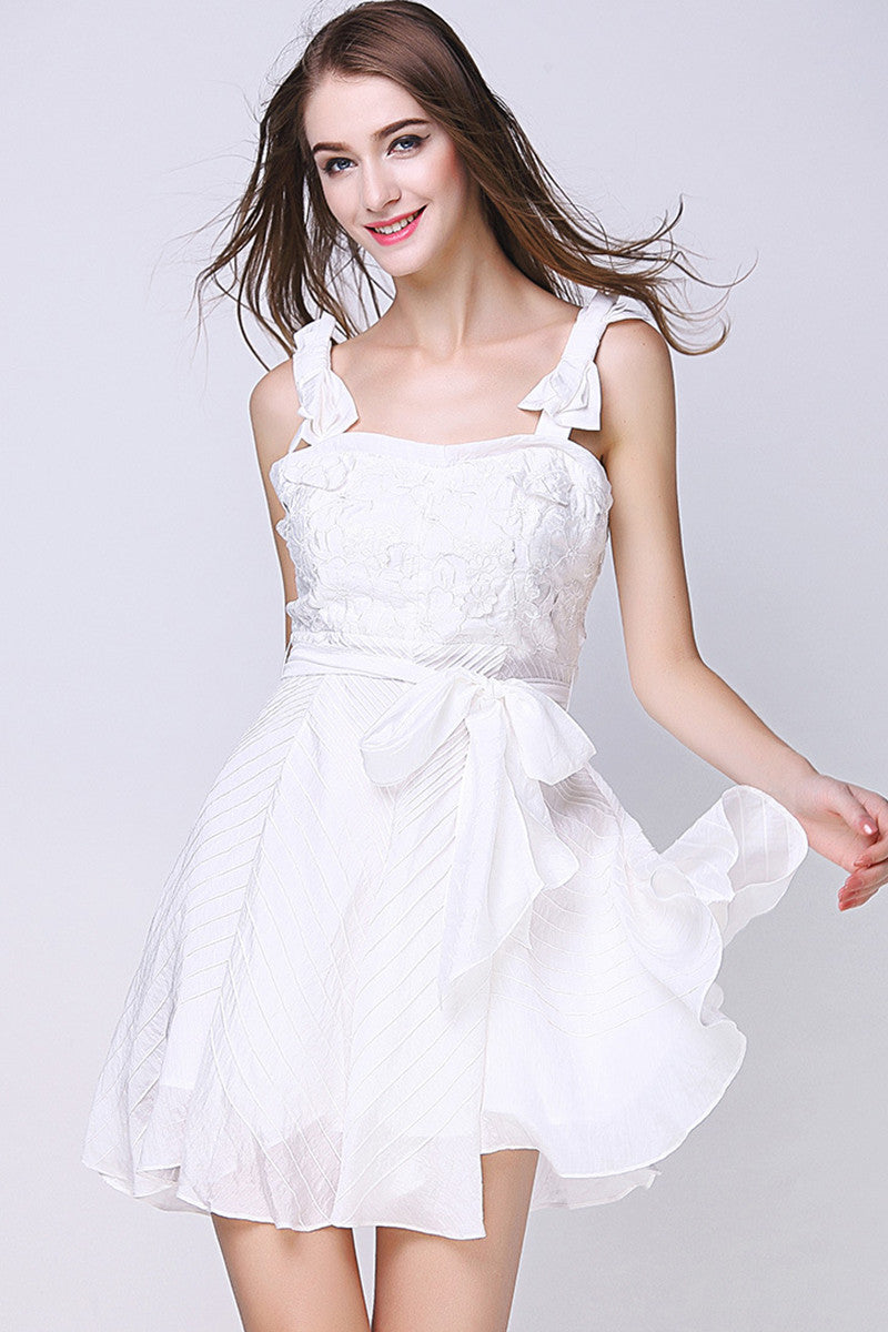 SweetyRosette Embroidered Short Braces Dress
