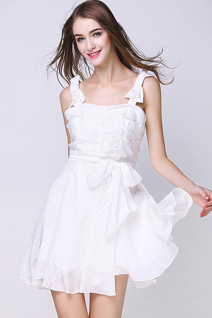 SweetyRosette Embroidered Short Braces Dress