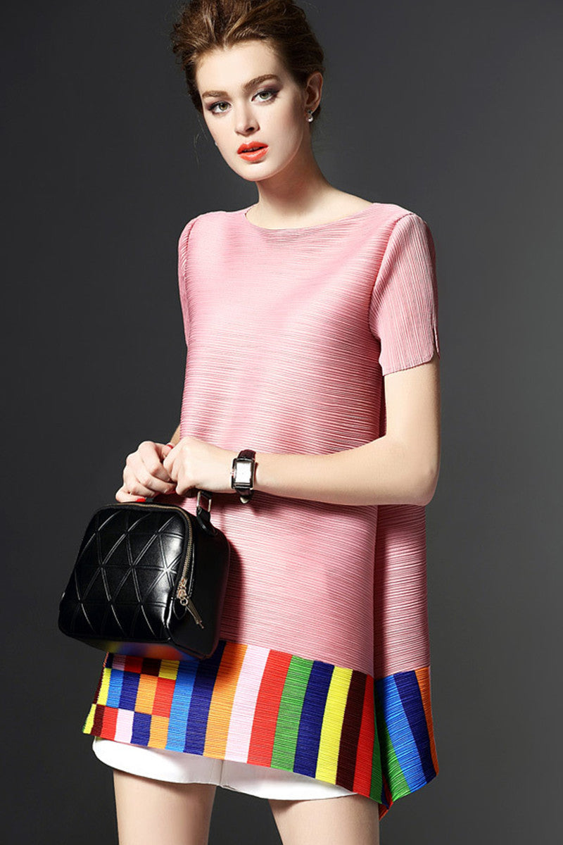 WOMEN'S ROUND NECK SHORT SLEEVE WEAR TO WORK SHORT DRESS