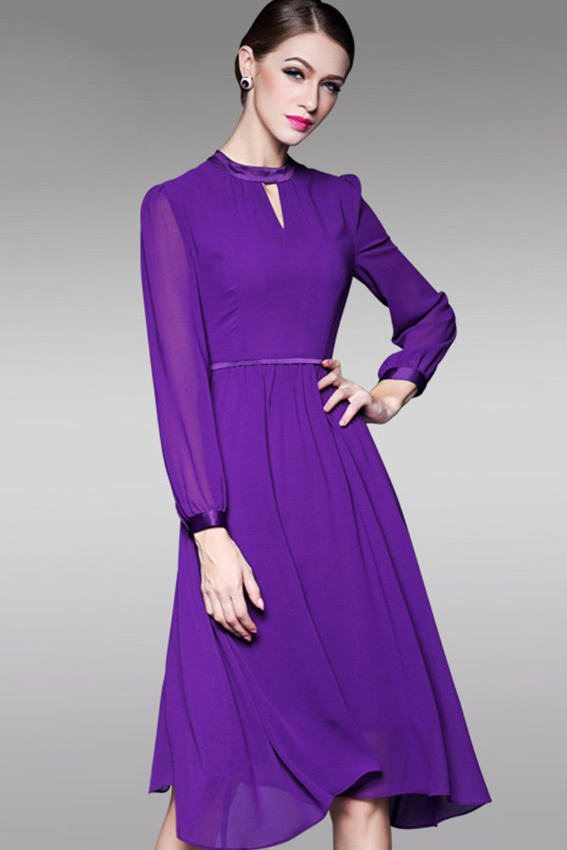 WOMEN'S ELEGANT ROUND HOLLOW OUT COLLAR DRESS