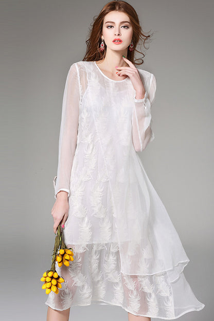 [30% OFF TILL 8 APR] Plume Lace Multi Layer Midi Casual Dress