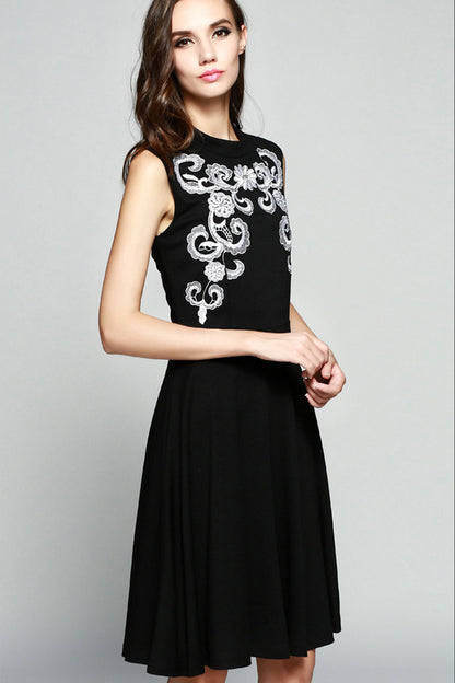 WOMEN'S ELEGANT WEAR TO WORK MIDI EMBROIDERY PARTY DRESS