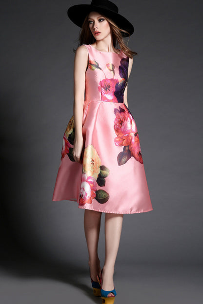 WOMEN'S ELEGANT WEAR TO WORK SLEEVELESS PRINTING VOCATION DRESS