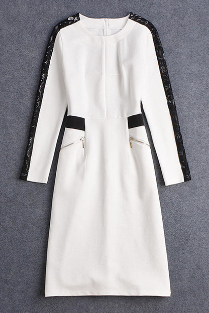 High Waist Ponte Joint Lace Dress