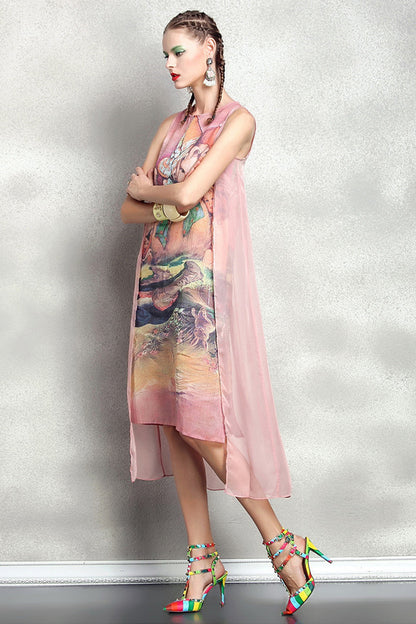 Hi-Low Poetry Side Slit Casual Dress