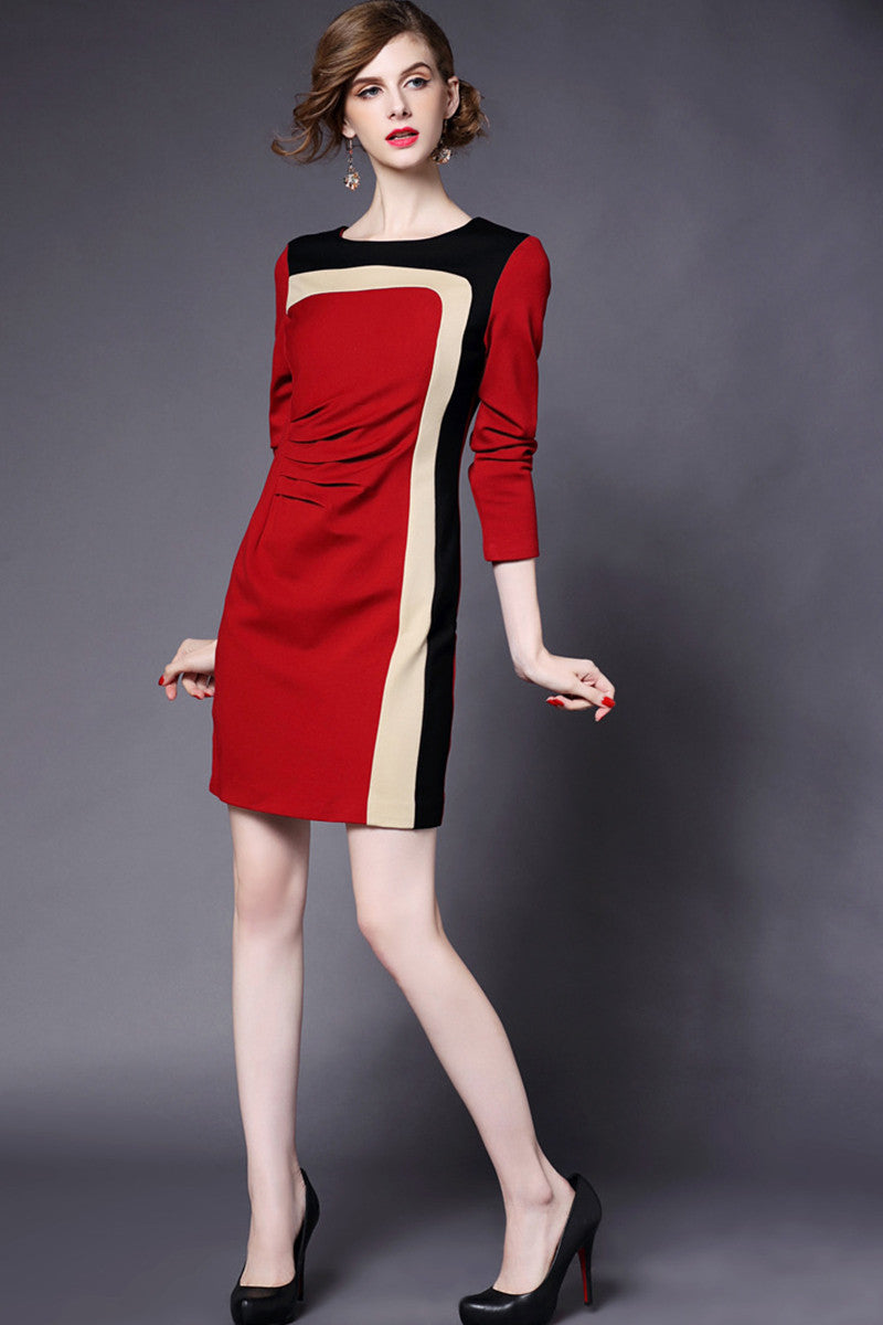 WOMEN'S FORMAL ELEGANT WEAR TO WORK 3/4 SLEEVE SHORT DRESS