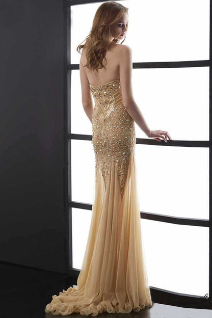 Multi Beaded Off Shoulder See Through Wide Bottom Dress