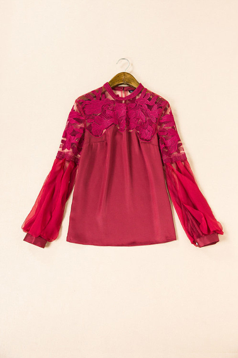 WOMEN'S CASUAL ROUND NECK LOOSE RUFFLES SLEEVE BLOUSE