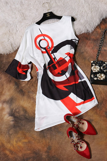 [30% OFF TILL 8 APR] Abstract One Shoulder Short Cocktail Dress