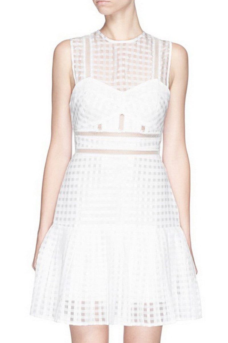 Small Check Faux Tube Orgenza Short Club Dress