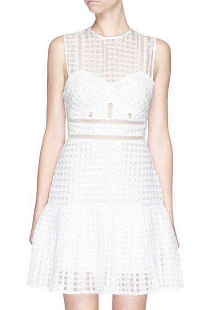 Small Check Faux Tube Orgenza Short Club Dress