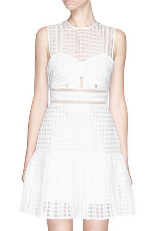 Small Check Faux Tube Orgenza Short Club Dress