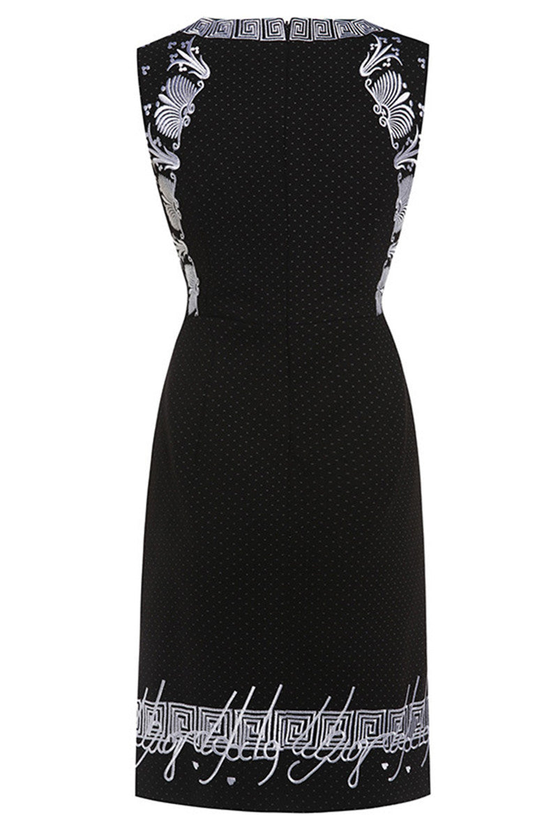 Round Collar  Embroidery Slim Wrap  Dress