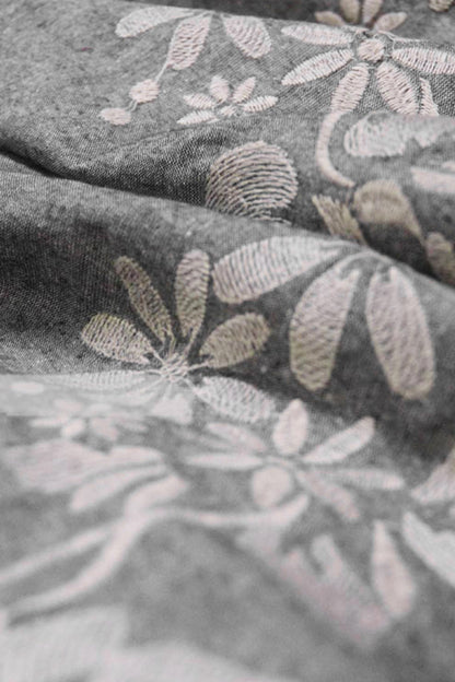Middle Gray Smoking Elastic Wide Bottom Embroidered Maxi Casual Sundress