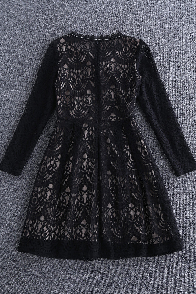 V neck Swing Tail Lace Mini Dress - NJOYDRESS - 2