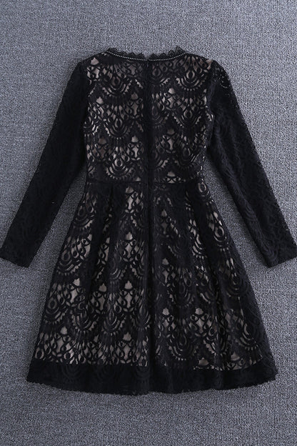 V neck Swing Tail Lace Mini Dress - NJOYDRESS - 2