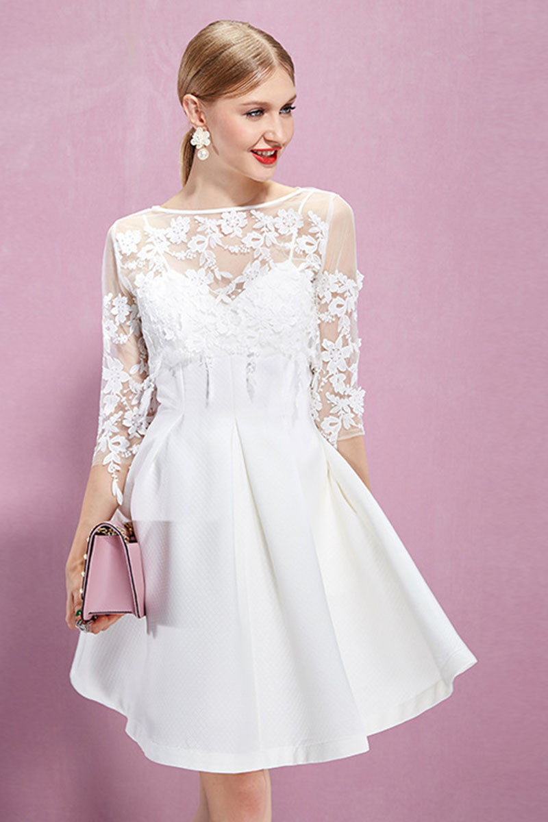 Sundress With Lace Embroidered Short Blouse Bridemaid Dress