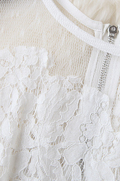 3/4 Sleeve Lace Illusion Lace Fit-and-Flare Dress