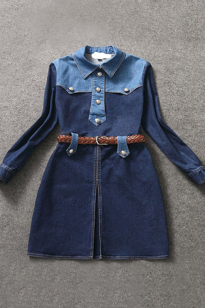 Denim Dress With High Front Slit