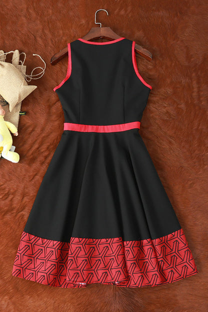 Casual A-line Slim Geometric Totem Hem Dress