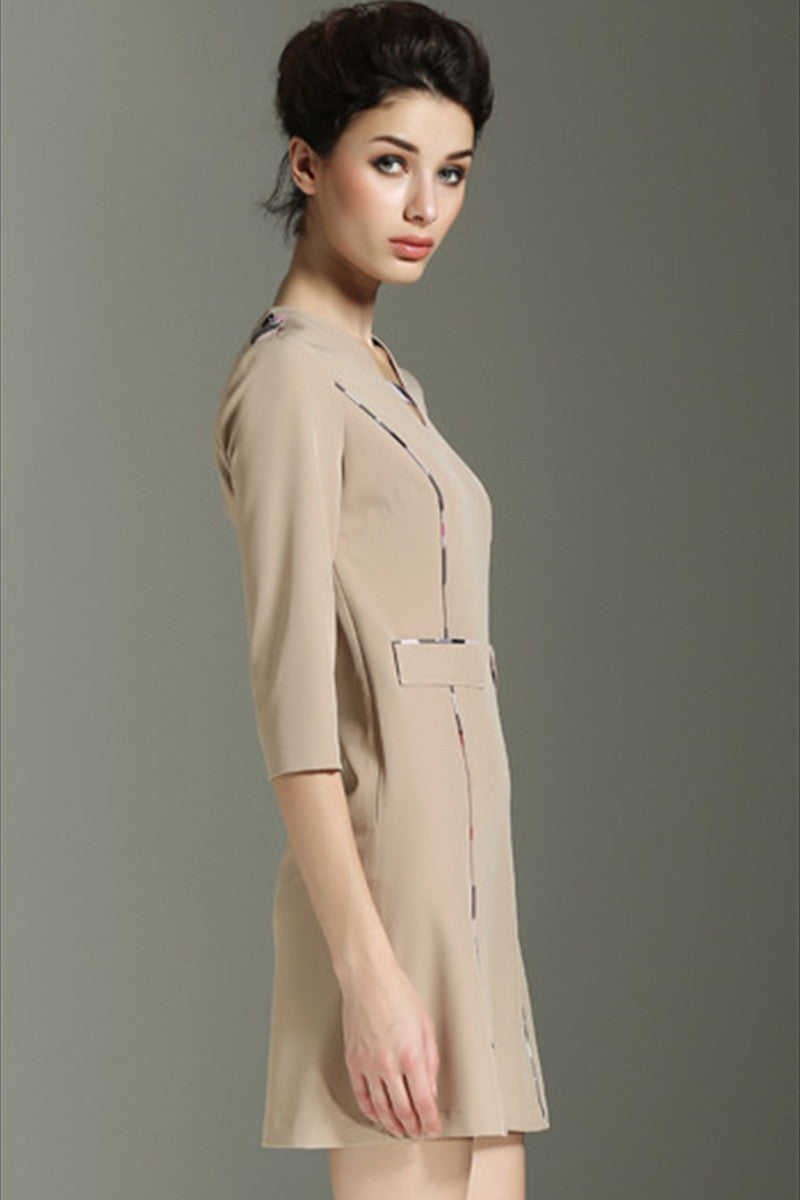 V-neck Piping Princess Line Short Dress