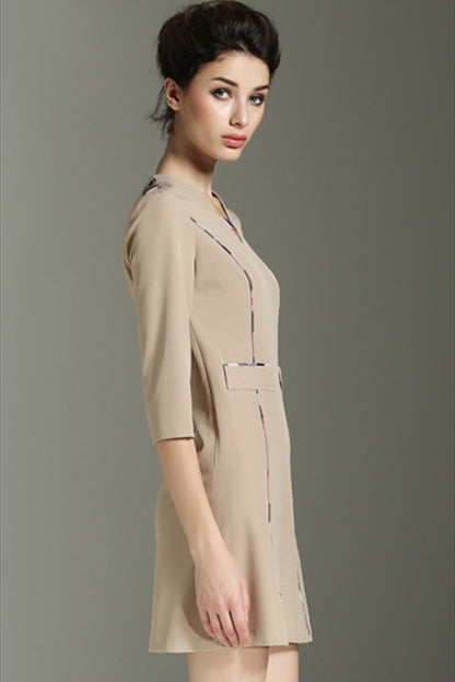 V-neck Piping Princess Line Short Dress