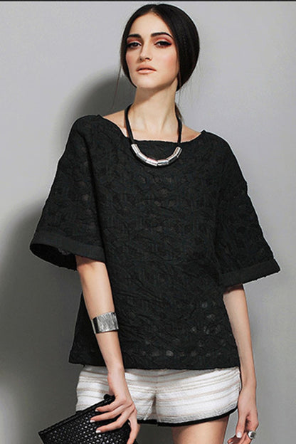 Spring Radiance Mix Lace 1/2 Flared Sleeve Top