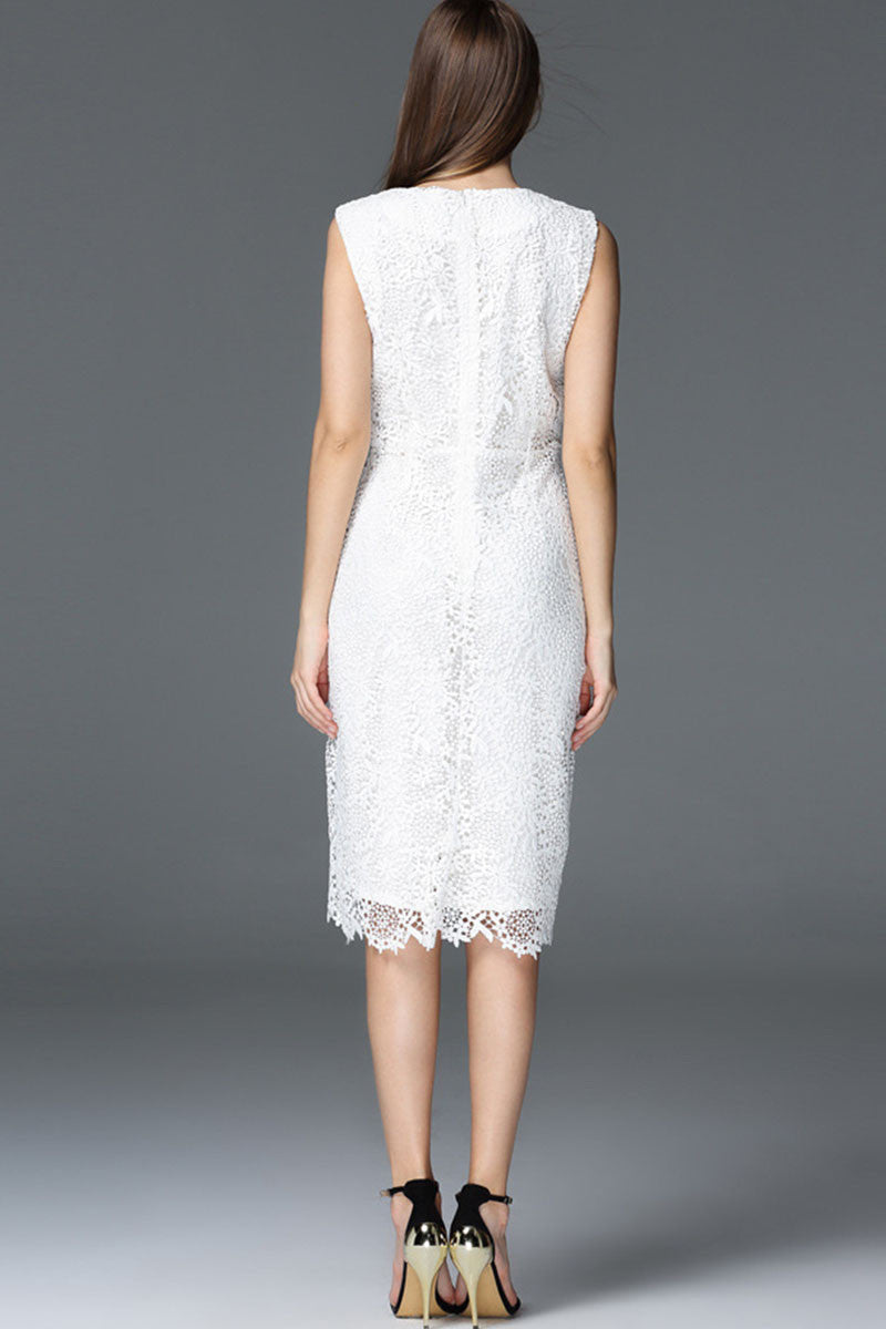 [30% OFF TILL 7 APR] Sleeveless Surplice Full Lace Short Cocktail Dress