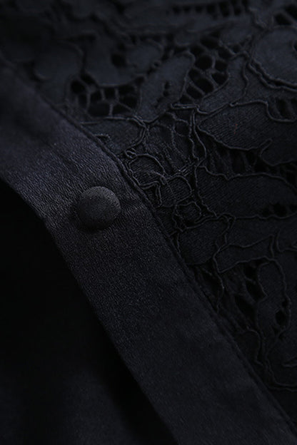 Round Collar Lacing Bow  Button Lace Shirt - NJOYDRESS - 4