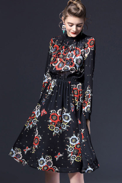 Big Floral Pattern Dress - NJOYDRESS - 2