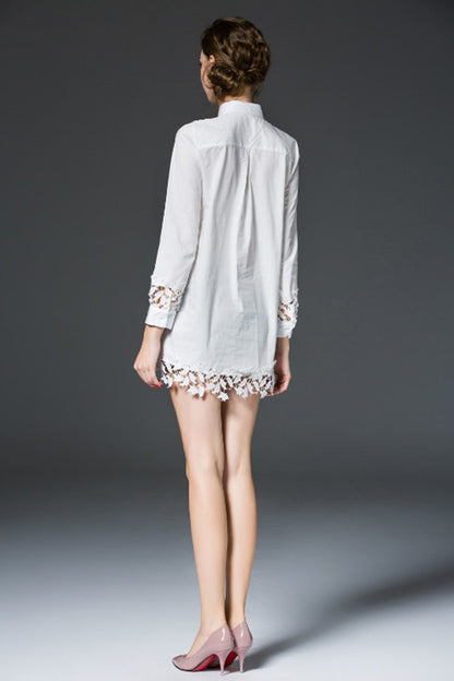 Lace Patch Long Shirts - NJOYDRESS - 2