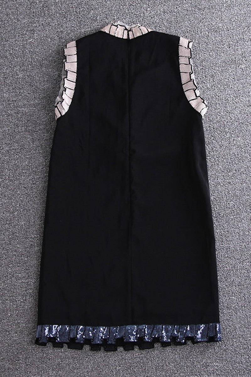 Sleeveless Beaded Loose Casual Short Dress