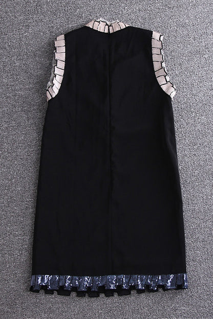 Sleeveless Beaded Loose Casual Short Dress