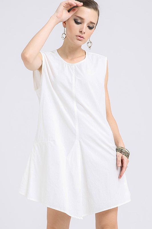 Casual Soft Cotton Simple Jointed Short Dress