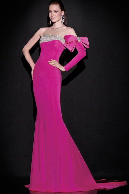 One Sleeve With Bowknot Long Fishtail Party Dress