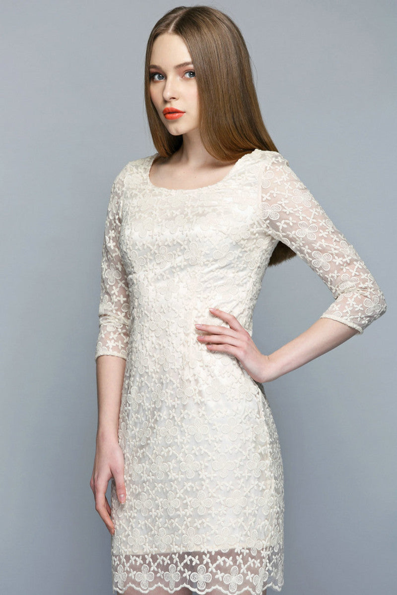 Women's Grace Casual Mini Dress Floral Lace Cocktail Clubwear Evening Dress - NJOYDRESS - 2
