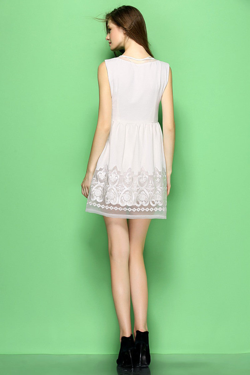 1 Women's Grace Embroidery Boat Lace Fit Short Dress - NJOYDRESS - 2