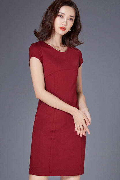 WOMEN'S ELEGANT WEAR TO WORK SHORT SLEEVE FORMAL BLACK SHORT DRESS