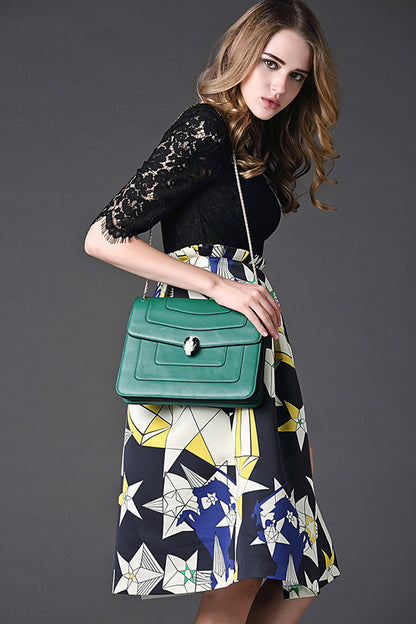 Round Collar Hollow Out Lace  Pattern Swing Dress