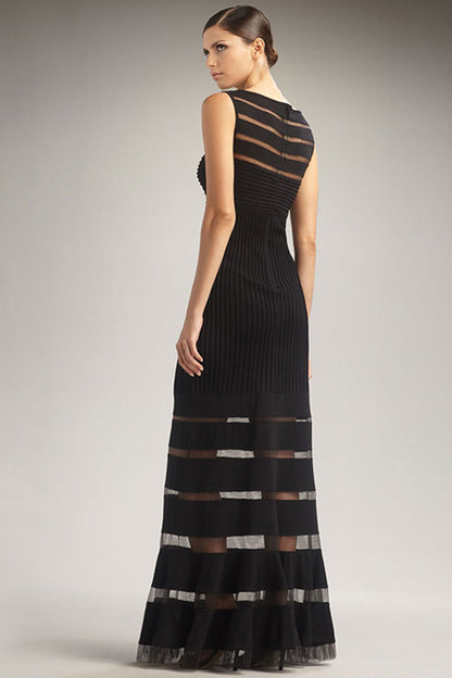 Elegant Sleeveless Lace Overlay Evening Dress