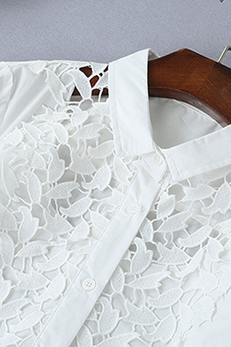 Lace Patch Long Shirts - NJOYDRESS - 3