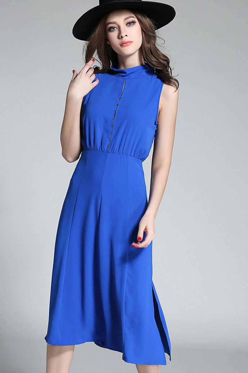 [30% OFF TILL 8 APR] Grace Stand Collar Formal Slim OL Midi Dress