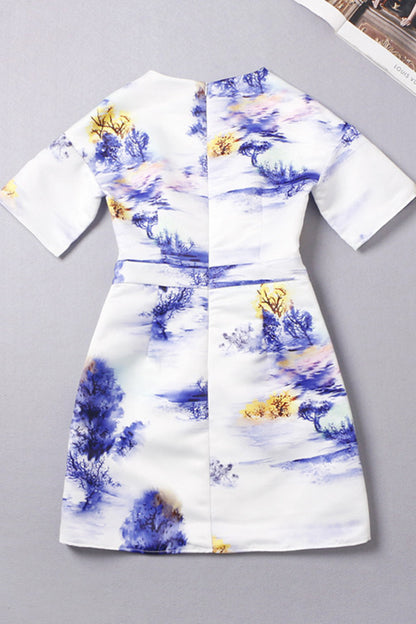 Poetry Twill Peplum Short Wear To Work Dress