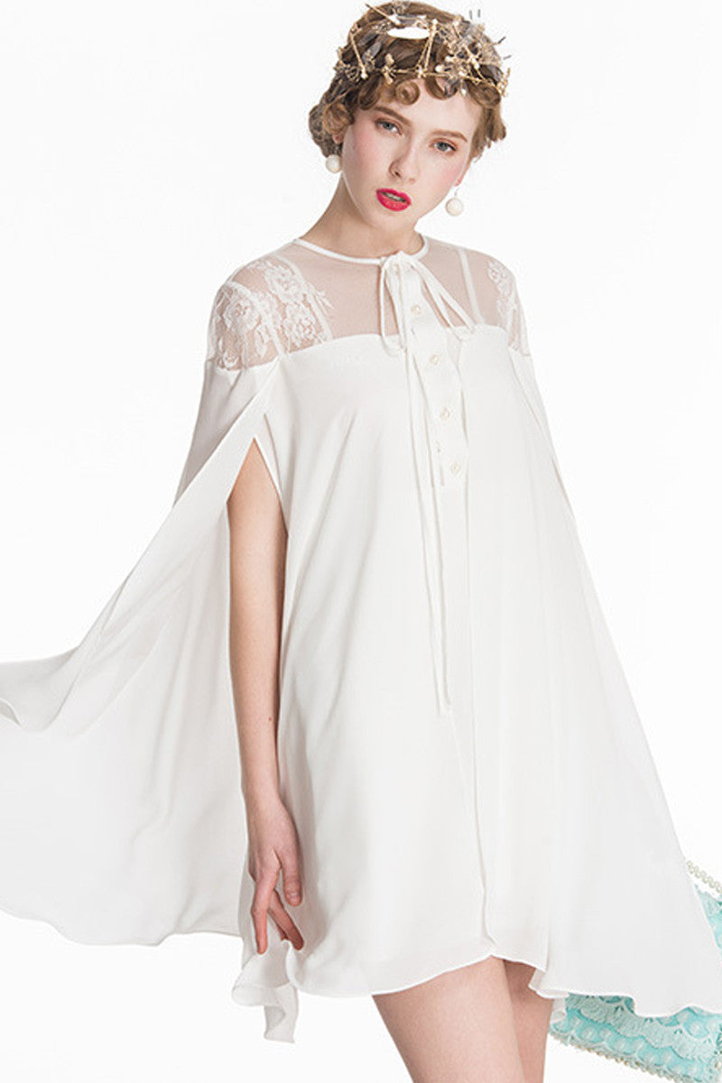 [30% OFF TILL 8 APR] Casual Loose Chiffon Shawl With Embroidery Mini Dress